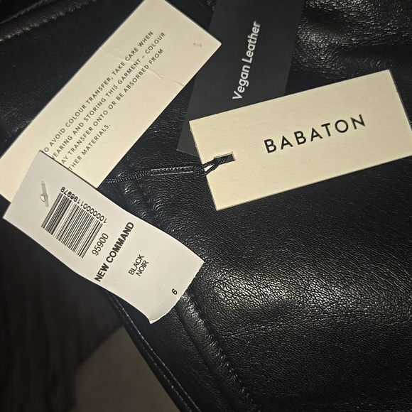 Aritzia Babaton New Command Mid Rise Pants Black Size:6 NEW Faux Leather - Picture 5 of 12